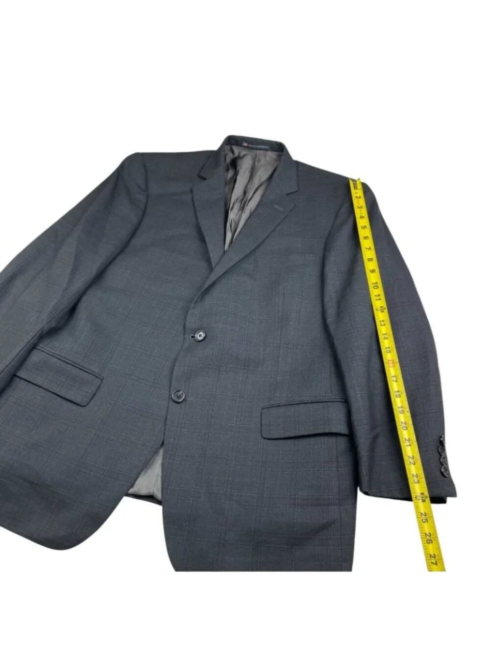 Hart Schaffner Marx Men's 100% Wool 2-Button Blazer Navy Blue Plaid • USA • 46R